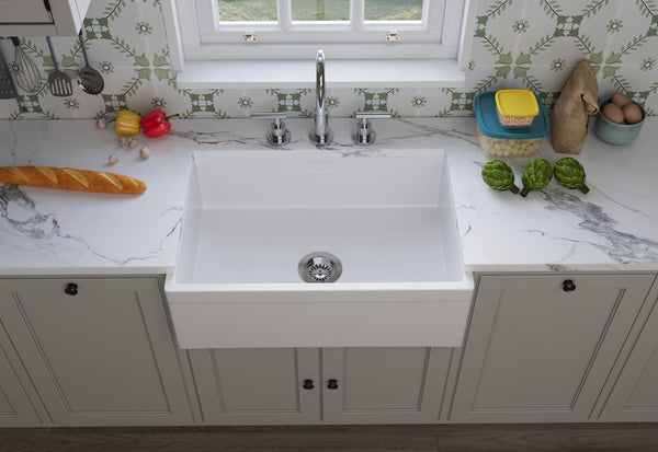 CEKAR 30" INCH Apron Reversible Single Bowl Fireclay Kitchen Sink