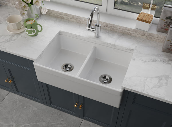 CREEK Iconic 33" inch Farmhouse Double Bowl Workstation Kitchen Sink