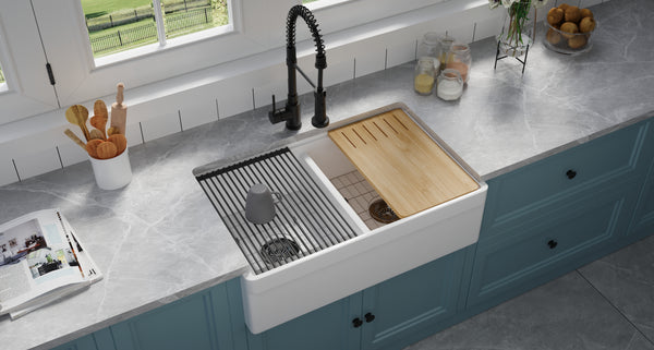 CREEK Iconic 33" inch Farmhouse Double Bowl Workstation Kitchen Sink