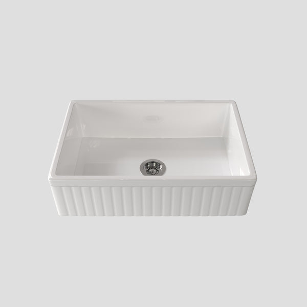 MALDA - 33 inch Single Bowl striped Farmhouse Undermount Kitchen Sink