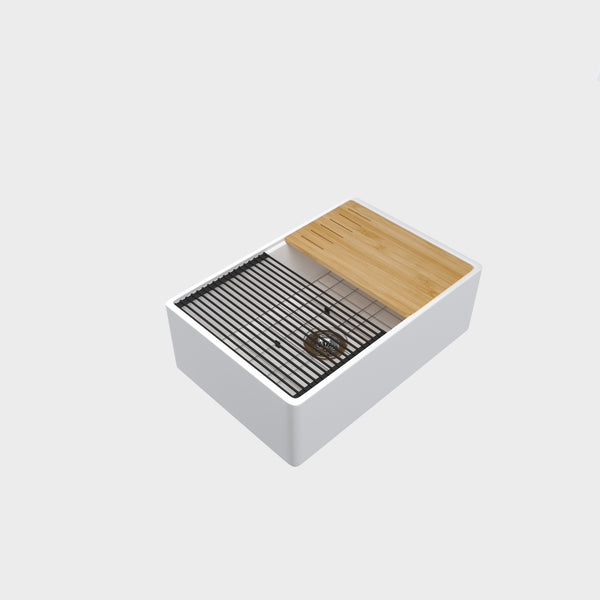 OINT - 33 INCH Apron Front Workstation Single Bowl Fireclay Kitchen Sink