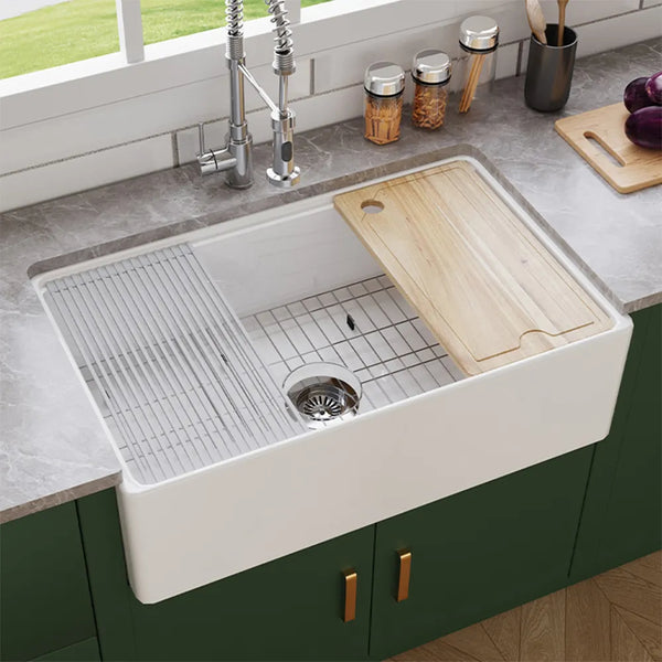 OINT - 33 INCH Apron Front Workstation Single Bowl Fireclay Kitchen Sink