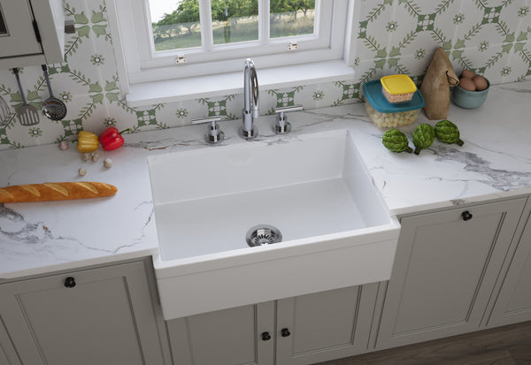 CEKAR  30" INCH Apron Reversible Single Bowl Fireclay Kitchen Sink